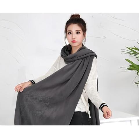 Wander Agio Women's Warm Long Shawl Winter Scarfs Large Scarf Pure Color Dark Grey