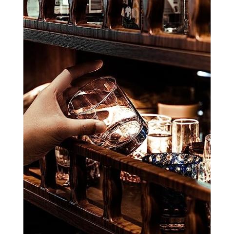 LUXU Whiskey Glasses-Premium 11 OZ Scotch Glasses Set of 6 /Old Fashioned Whiskey Glasses/Perfect Scotch Bourbon Whiskey Tumblers/Style Glassware for Bourbon/Rum glasses/Bar whiskey glasses,Clear
