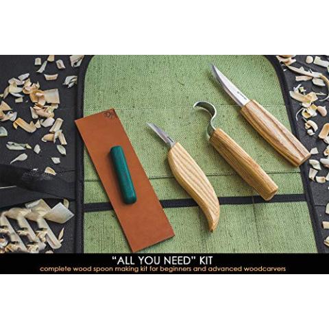 BeaverCraft S13 Wood Carving Tools Set for Spoon Carving 3 Knives Wood Carving Kit for Beginners Hook Knife Wood Carving Right-Handed Spoon Carving Whittling Knives (S13 Right-Handed)