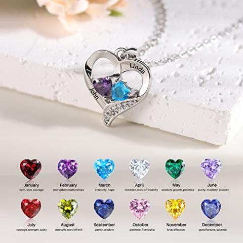 Lam Hub Fong Name Necklace Personalized Gifts for Her Mother Daughter Necklace Birthstone Necklace for Women Custom Necklaces for Women Mother Wife Girlfriend Birthday Gift Ideas