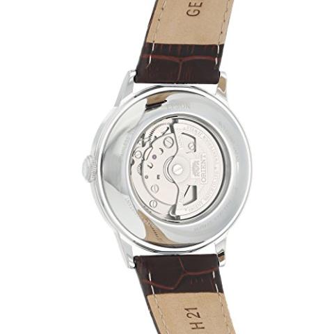 Orient 'Bambino Open Heart' Japanese Automatic Stainless Steel and Leather Dress Watch