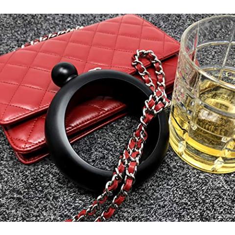Bangle Bracelet Flask for Women for Liquor 3.5 Ounce Stainless Steel Black Matte with Funnel in White Box by IDALIO
