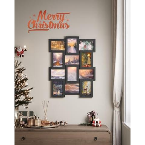 SONGMICS Collage Picture Frames, 4x6 for Wall Decor Set of 12, Multi Family Photo for Gallery Decor, Hanging Display, Assembly Required, Ink Black
