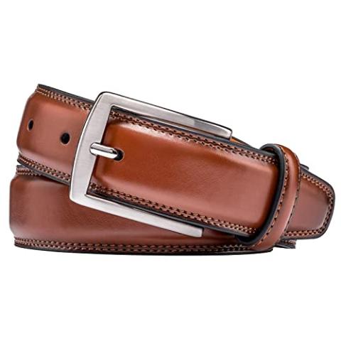 KM Legend Men's Genuine Leather Dress Belt with Premium Quality - Classic & Fashion Design for Work Business and Casual (esBrown, 32)
