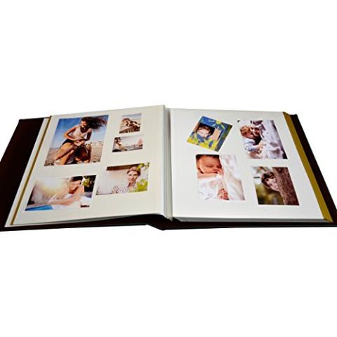 Zoview Magnetic Self-Stick Page Photo Album, Family Album, Leather Cover, Hand Made DIY Albums Holds 3x5, 4x6, 5x7, 6x8,8x10 Photos A52035 (Red Brown, Large)