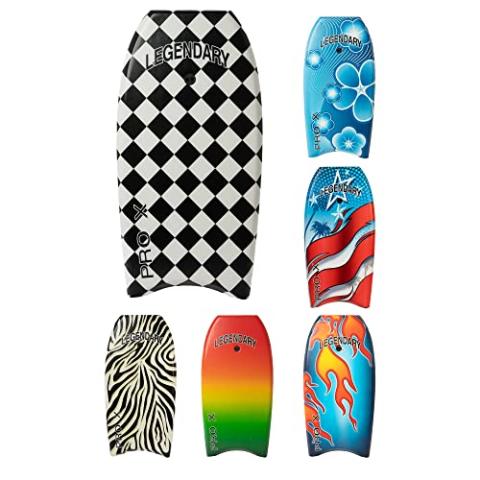 Legendary Pro X Bodyboard for Beach with Hard Slick Bottom, Boogie Boards for Kids & Adults, Heat Sealed with EPS Core, Leash
