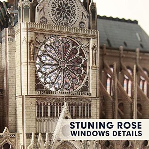 CubicFun 3D Puzzle for Adults Moveable Notre Dame de Paris Church Model Kits Large Challenge French Cathedral Brain Teaser Architecture Building, 293 Pieces Christmas Decorations