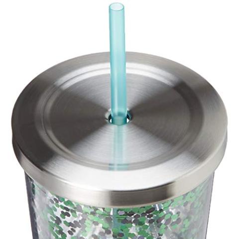 Spoontiques - Harry Potter Tumbler - Slytherin Glitter Cup with Straw - 20 oz - Acrylic - Green