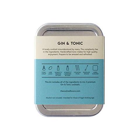 Gin & Tonic Cocktail Kit - The Cocktail Box Co. Premium Cocktail Kits - Make Hand Crafted Cocktails. Great Gift for Any Cocktail Lover and Makes The Perfect Travel Companion! (1 Kit)