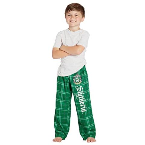INTIMO Harry Potter Big Boys Houses Plaid Pajama Lounge Pants (Slytherin, 14)