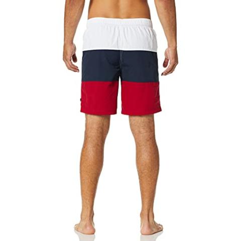 Nautica Men's Standard Quick Dry Classic Logo Tri-Block Series Swim Trunk