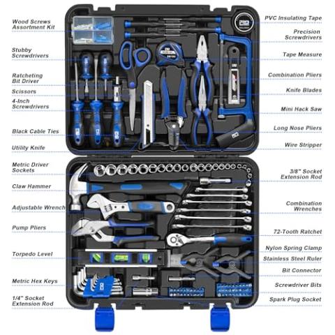 Prostormer 259-Piece Tool Set, General Home/Auto Repair Tool Kit with Plastic Storage Toolbox, Complete Household Tool Box with Essential Tools for Men and Women