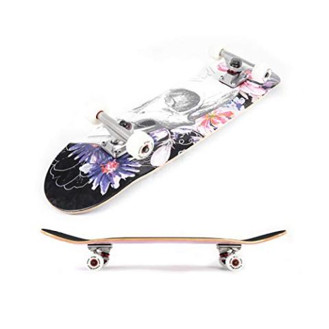 Skateboards for Beginners,31 * 8 inches Complete Skateboards for Kids,Boys,Girls and Adults,7 Layer Maple Wood,Double Kick Deck Concave Standard and Tricks Skateboard