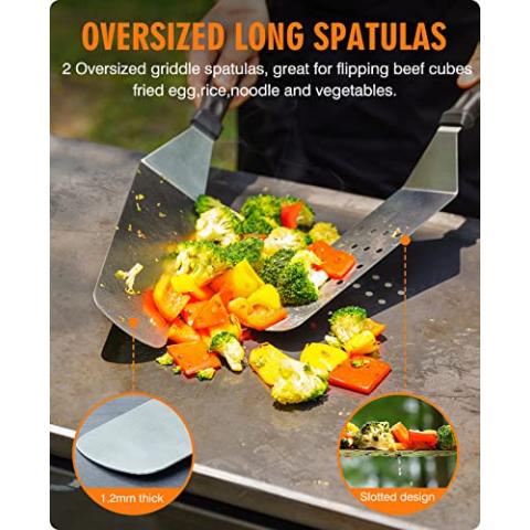 HOMENOTE Griddle Accessories Kit, Exclusive Griddle Tools Spatulas Set for Blackstone - 8 Pcs Commercial Grade Flat Top Grill Accessories - Great for Outdoor BBQ, Teppanyaki and Camping, Black