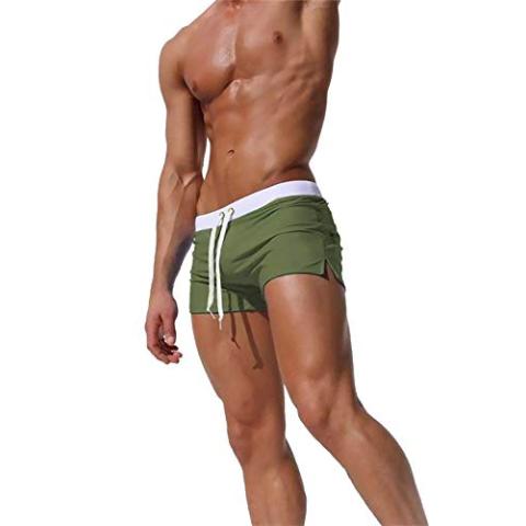 Mens Swimwear Short Swim Trunks with Zipper Pocket