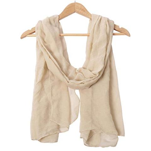 woogwin Women's Cotton Scarves Lady Light Soft Fashion Solid Scarf Wrap Shawl (One Size, beige)