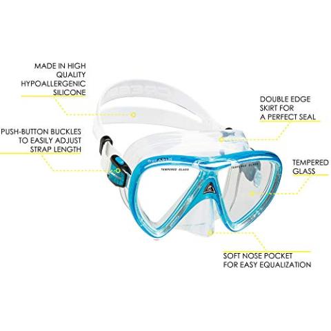 Cressi Adult Snorkel Set (Mask, Dry Snorkel, Adjustable Fins) - Light for Travel - Bonete Pro Dry Set: Designed in Italy