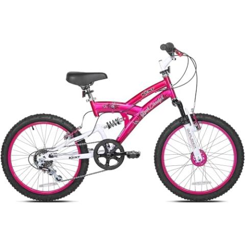 KENT International 20" Rock Candy Girls Bike | 20 Inch Girls Bike with Front & Rear Hand Brakes and 7 Speed Twist Shifting | Dependable Strong High Tensile Steel Frame Multi-Use Bike for Kids