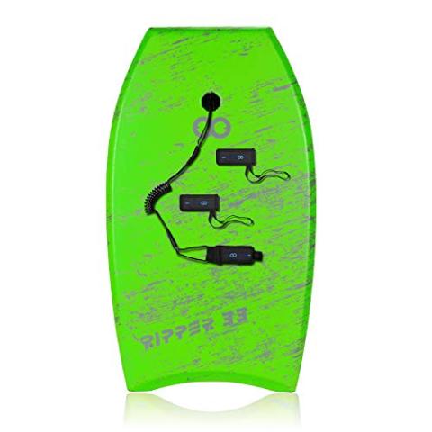 Bodyboard 33-inch/36-inch/41-inch Super Lightweight Body Board with Coiled Wrist Leash, Swim Fin Tethers, EPS Core and Slick Bottom, Perfect Surfing for Kids Teens and Adults