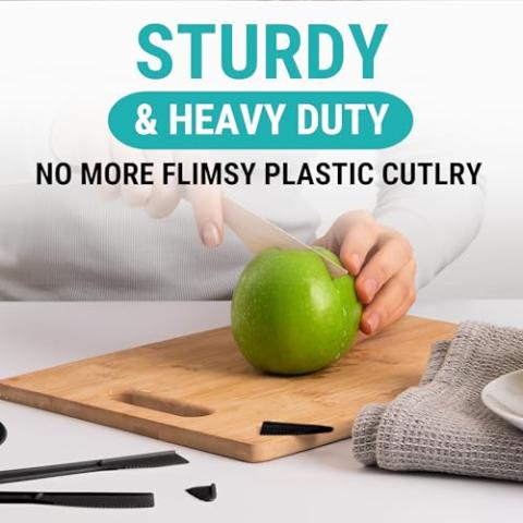 EarthClusive Disposable Wooden Cutlery Set - 300 pcs (150 Forks 100 Spoons 50 Knives) Compostable Utensils Set with Plastic-Free Packaging. Splinter-Free Compostable Cutlery Set for Parties & More