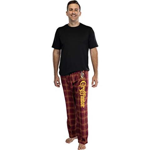 Harry Potter Adult Mens' Gryffindor House Crest Plaid Pajama Pants (X-Large)