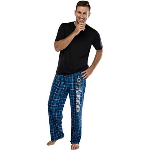 Harry Potter Adult Mens' Ravenclaw House Crest Plaid Pajama Pants (X-Large)
