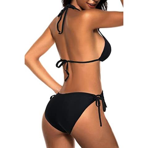 Tempt Me Women Triangle Bikini Sets Halter Two Piece Sexy Swimsuit String Tie Side Bathing Suit