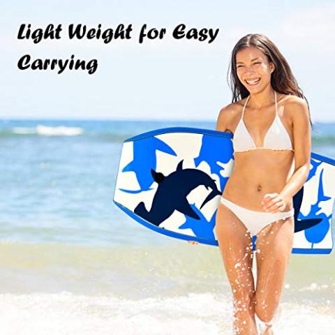 GYMAX Boogie Boards for Beach, 33"/37"/41" Body Board with EPS Foam Core, Crescent Tail, Dual Channel & Wrist Leash, Lightweight Bodyboard for Kids, Youth, Adults