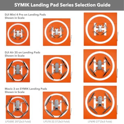 SYMIK LP500 Drone Landing Pad 20 inch (50cm) Double-Sided Waterproof (2x3 fold) Fast-Fold Helipad for DJI Neo, DJI Mini 4 Pro, Mini 3 Pro,DJI Avata 2,DJI Mini 4K, Mavic Mini 2,Mini SE,Air 3,Air 2S,Mavic Air 2,Mavic 2 Pro,Zoom