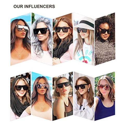 SOJOS Square Big Sunglasses Women Thick Frame Flat Top Mirrored Sunnies Shades Goggle Siamese Lens SJ2117