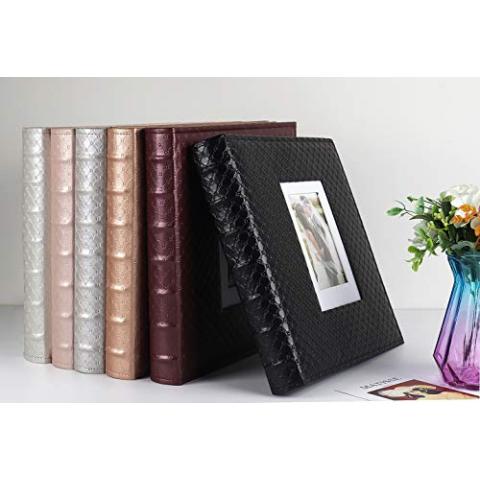 RECUTMS Photo Album 4x6 600 Photos Black Inner Page Button Grain Leather Big Capacity Pockets Pictures Album Birthday Christmas Wedding Anniversary (Black)