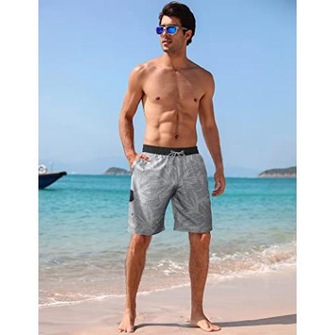 BOJIN Mens Swim Trunks 9" Quick Dry Stretch Swim Shorts Mesh Lining Bathing Suits Swimwear Beach Shorts with Pockets