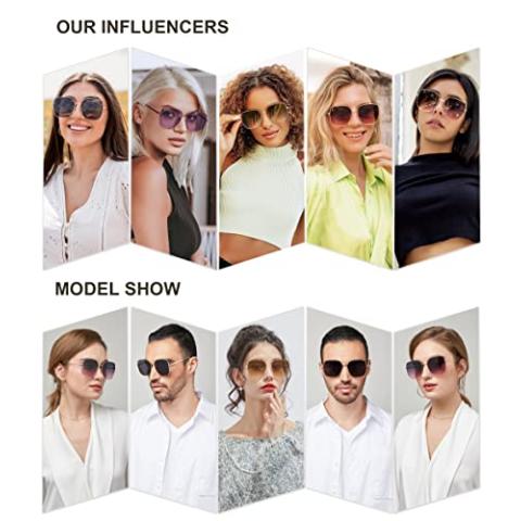 SOJOS Trendy Oversized Square Metal Frame Sunglasses for Women Men Flat Mirrored Lens UV Protection Sunglasses SJ1146