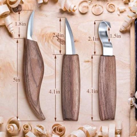 Wood Carving Tools, 10 in 1 Wood Carving Kit with Carving Hook Knife, Wood Whittling Knife, Chip Carving Knife, Gloves, Carving Knife Sharpener for Beginners Woodworking kit