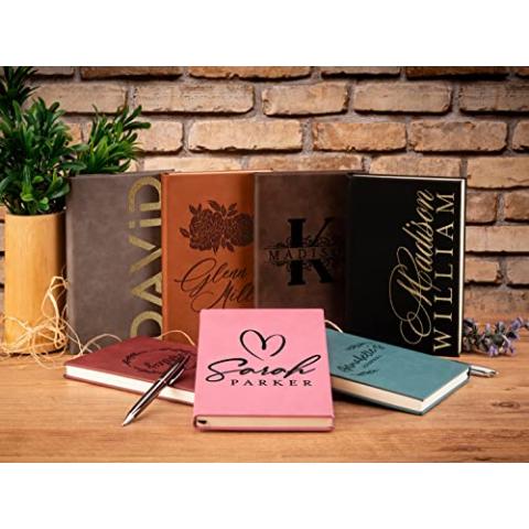 Personal Leather Journal Notebooks | 12 Design, 9 Color - Chestnut | Journal for Women, Men - Custom Notebook to Write in - Diary for Girls, Women - Personalized Gift Idea for Girl, Boy, Mom and Dad