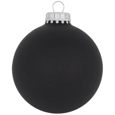 Glass Christmas Tree Ornaments - 67mm / 2.63" [8 Pieces] Designer Balls from Christmas By Krebs Seamless Hanging Holiday Decor (Velvet Ebony Black)