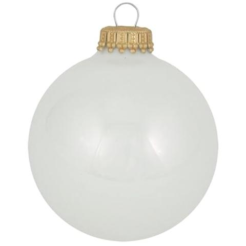 Glass Christmas Tree Ornaments - 67mm / 2.63" [8 Pieces] Designer Balls from Christmas By Krebs Seamless Hanging Holiday Decor (Shiny Porcelain White)