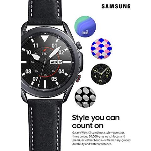 Samsung Galaxy Watch 3 (45mm, GPS, Bluetooth) Smart Watch with Advanced Health Monitoring, Fitness Tracking, and Long Lasting Battery - Mystic Black (Renewed)