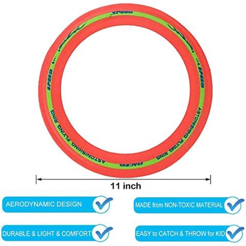 Flying Aero Discs, 6 Pack Sports Outdoor Pro Flyer Rings | Plastic Toy Ultimate Glider Toss Game for Kids and Adults (11 inches)