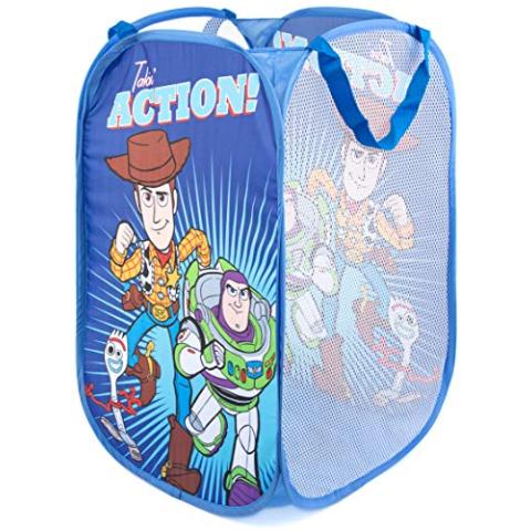 Jay Franco Disney Pixar Toy Story Pop Up Hamper - Mesh Laundry Basket/Bag with Durable Handles - Features Woody, Buzz Lightyear & Forky (Official Disney Product)