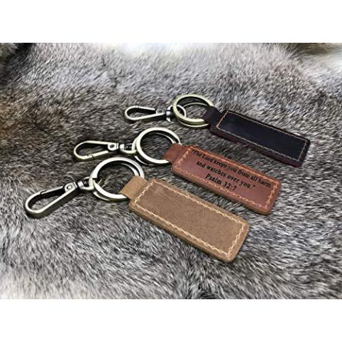 PERSONALIZED Leather KEYCHAIN, Coordinates Key Chain, 3rd Anniversary, Gift for Birthday, Keyfob, Best Gift Brown