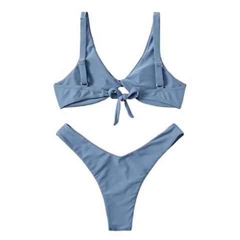 Verdusa Women's Twist Front High Cut Thong Two Piece Bikini Set Swimsuit