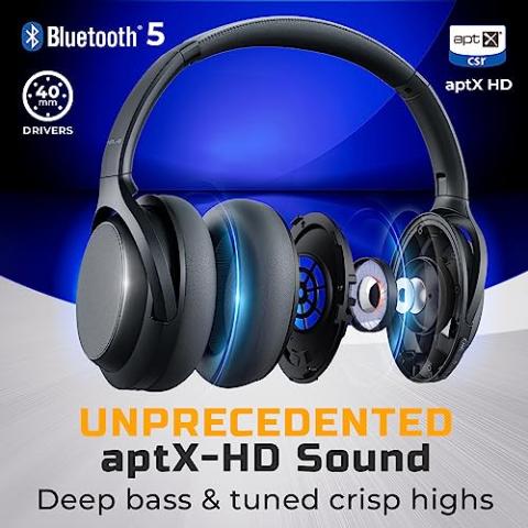 TREBLAB Z7 Pro - Hybrid Active Noise Cancelling Headphones - Pure aptX-HD Sound - 45H Playtime, Fast Charging - Over Ear Wireless Bluetooth Headphones
