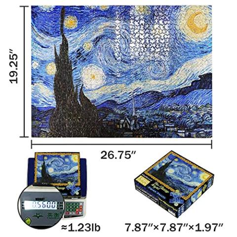 MaxRenard Starry Night Puzzle 1000 Pieces Van Gogh Puzzle 1000 Piece Puzzles for Adults Artwork Jigsaw Puzzle Family Game Puzzle