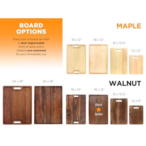 Refine Kitchenware Personalized Cutting Board, USA Made Custom Monogrammed Cutting Board, Custom Wedding Gift, Personalized Charcuterie Board, Made in the USA