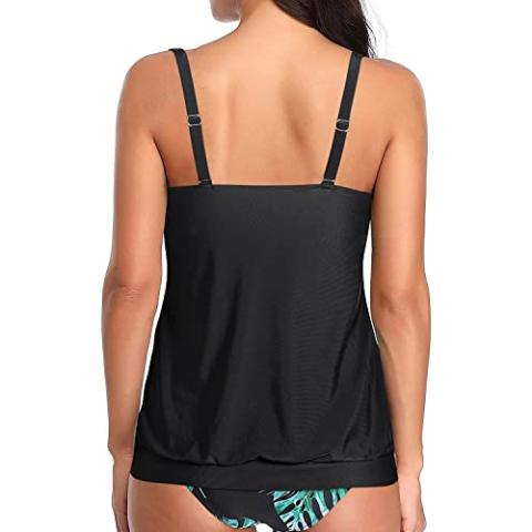 Yonique Womens Blouson Tankini Top No Bottom Loose Fit Swim Top Modest Tank Top