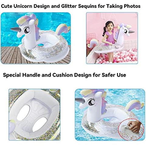 Toddler Pool Floats, Kids Adult Inflatable Float Raft with Handle, Water Swim Beach Floaties Toys Party Supplies, Baby Swimming Ring for 2-8 Years Old Kid