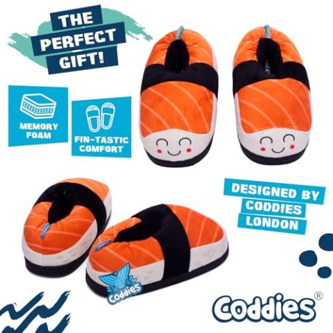 Coddies Sushi “Shoe-shi” Slippers | Unisex Funny Slippers, Gag Gift, Cute Anime Kawaii Present (4-7.5 Men | 6-9.5 Women)