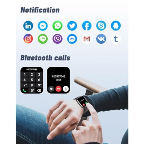 GRV Smart Watch for iOS and Android Phones (Answer/Make Calls), Watches for Men Women IP68 Waterproof Smartwatch Fitness Tracker Watch with Heart Rate/Sleep Monitor Steps Calories Counter (Black)