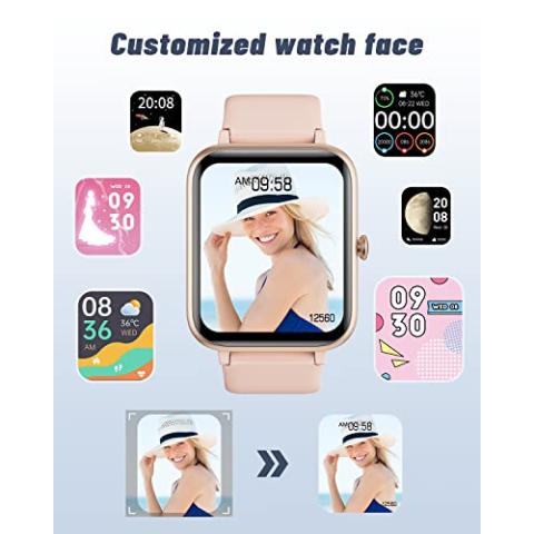 GRV Smart Watch for iOS and Android Phones (Answer/Make Calls), Watches for Women IP68 Waterproof Smartwatch Fitness Tracker Watch with Heart Rate/Sleep Monitor Steps Calories Counter (Pink)